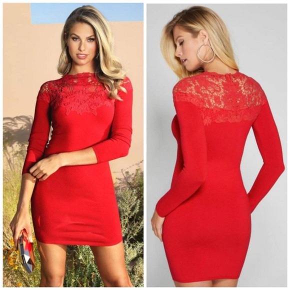 GUESS BY MARCIANO Kay Macramé Sweater Dress SZ M - Picture 1 of 7